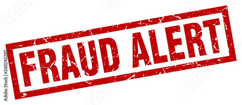 square grunge red fraud alert stamp
