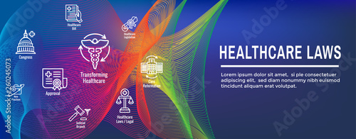 Health Laws and Legal icon set depicting various aspects of the legal system