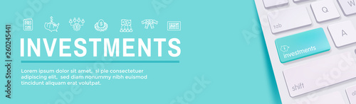 Retirement Investments, Dividend Income, Mutual Fund, IRA Icon set Web Header Banner