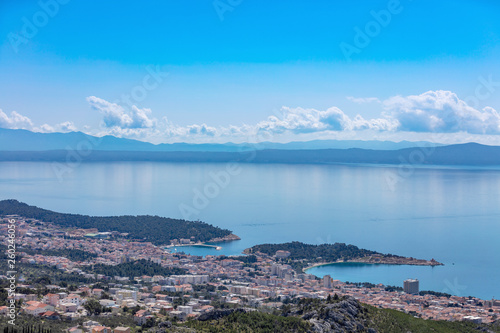 View on Makarska from mountain in Croatia 