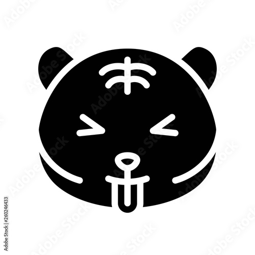 Cute Tiger emoticon, solid style vector illustration