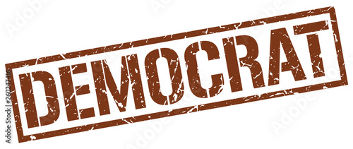 democrat brown grunge square vintage rubber stamp