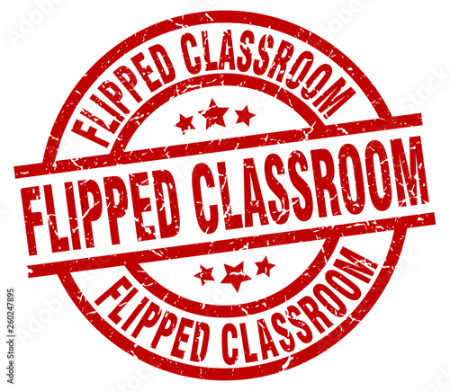 flipped classroom round red grunge stamp