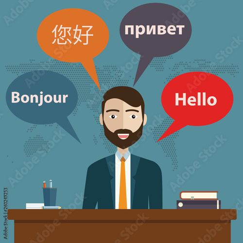 Synchronic translation services and international court legal interpreting flat banners set abstract vector illustration.