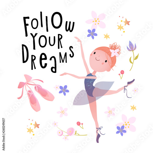 Card design with little ballet dancer.