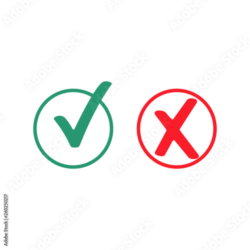 green tick and red check mark symbol
