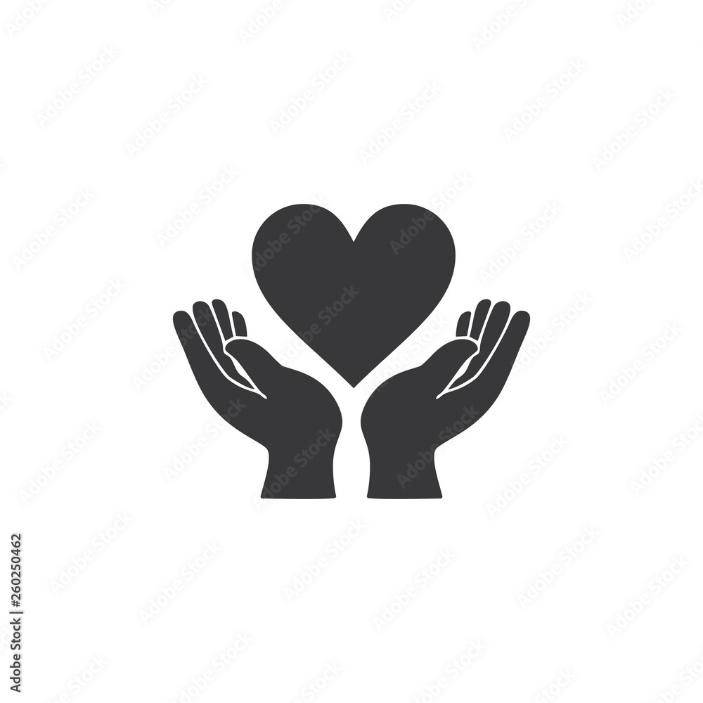 hands human with heart symbol