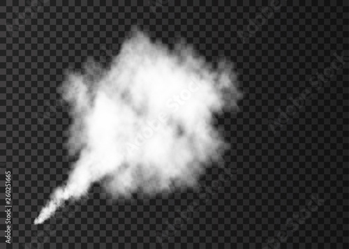 White smoke burst isolated on transparent background.