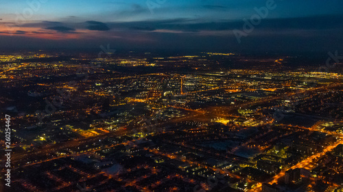 Toronto, Canada, city lights aerial view