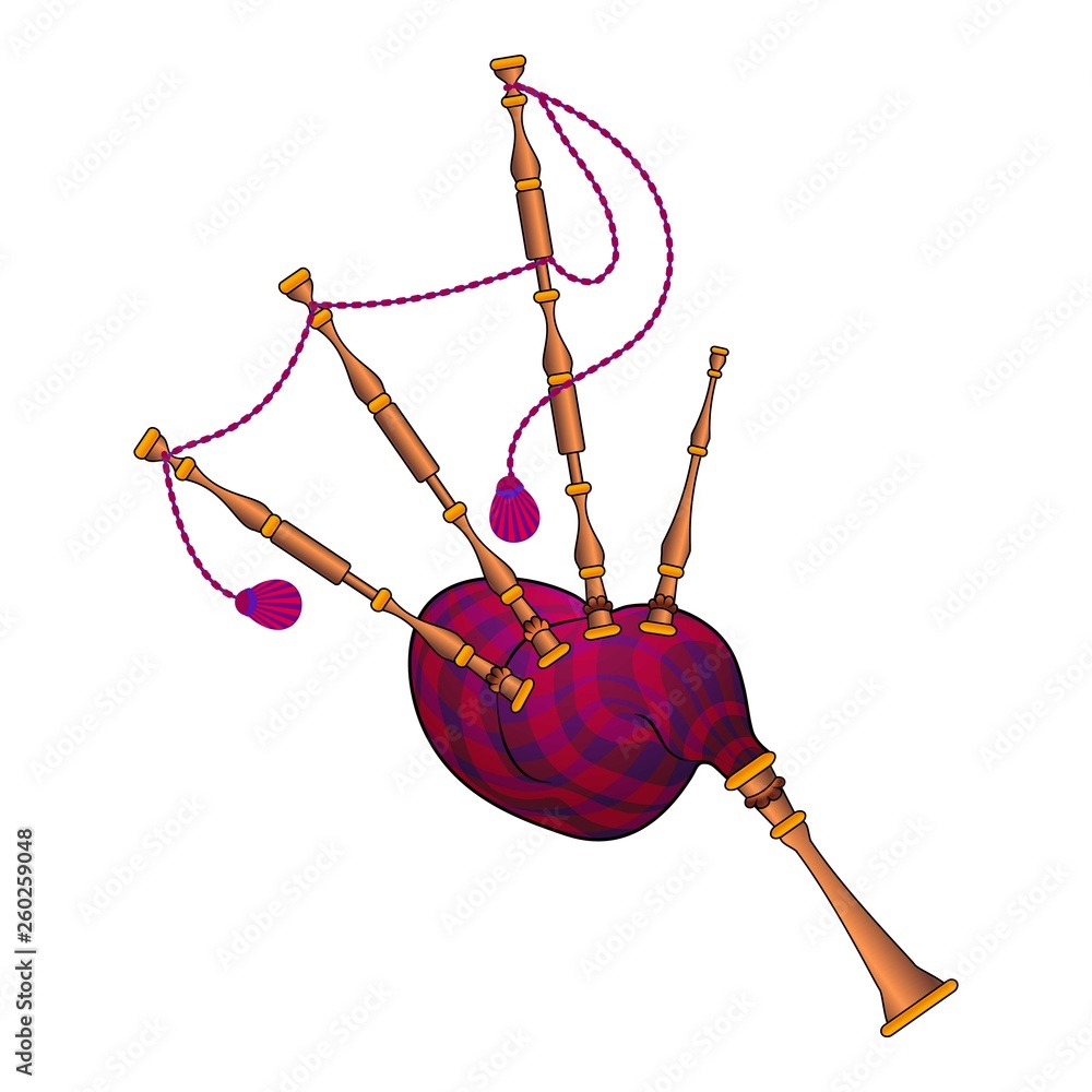 Celtic bagpipes icon. Cartoon of celtic bagpipes vector icon for web