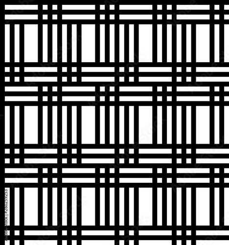 Seamless monochromatic pattern with black and white stripes with optical illusion effect