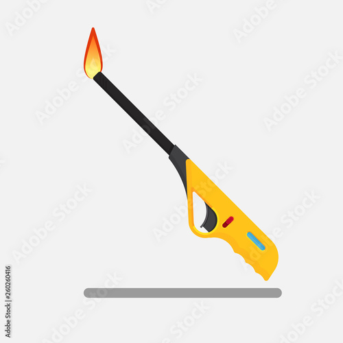 Household gas piezoelectric,Gas lighter gun for kitchen,Vector flat design.