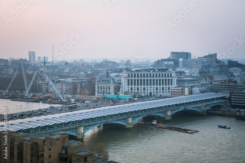 London- aerial view of Blackfriars Bridge over the River Thames