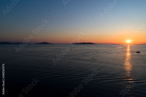 aerial view of prince islands at sunset