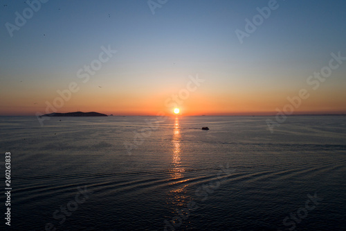 aerial view of prince islands at sunset