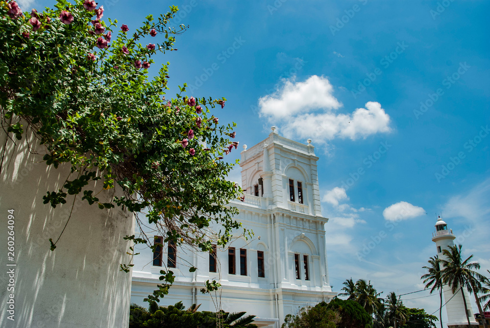 Meeran Jumma mosque and lighthouse in fort Galle in Sri Lanka