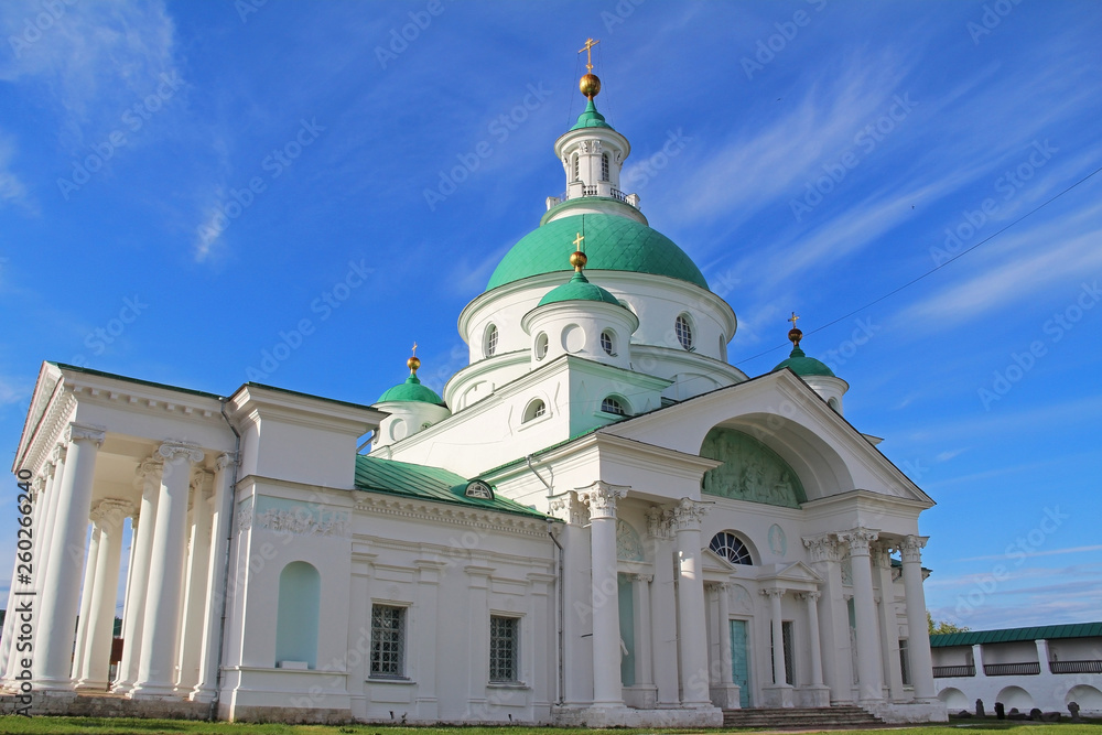 Dimitrievsky Cathedral of the Spaso-Yakovlevsky Dimitriev (St. Jacob Savior) monastery in a summer day, Rostov Velikiy, Russia.