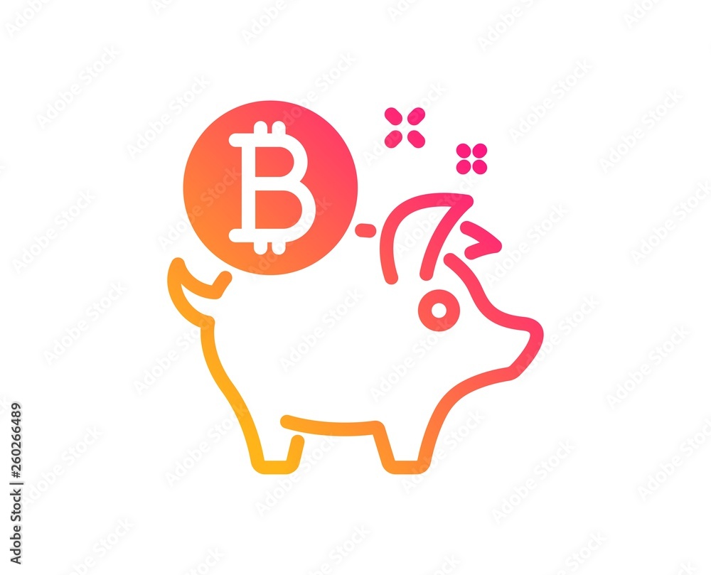 Bitcoin icon. Cryptocurrency coin sign. Piggy bank money symbol. Classic flat style. Gradient bitcoin coin icon. Vector Bitcoin icon. Cryptocurrency coin sign. Piggy bank money symbol. Classic flat style. Gradient bitcoin coin icon. Vector