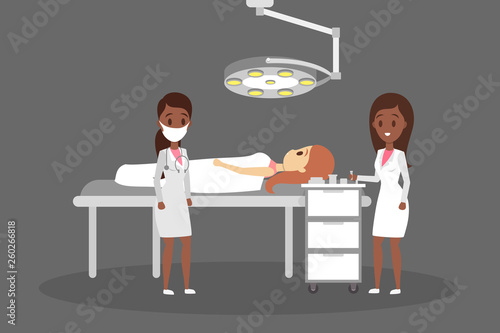 Surgery room in the hospital. Surgeon making operation