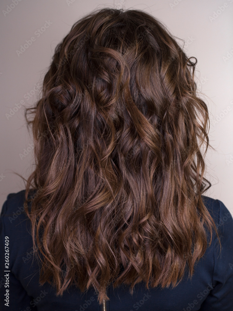 Female Long wavy brunette hair, rear view Female Long wavy brunette hair, rear view