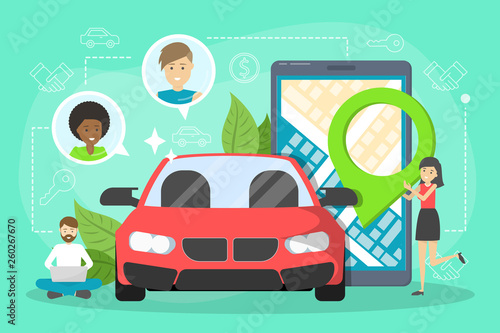 Car sharing service concept. Idea of vehicle