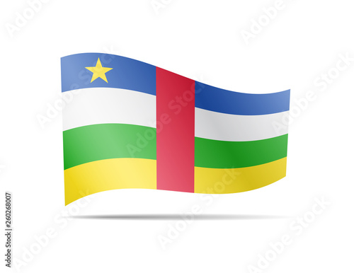 Waving Central African Republic flag in the wind. Flag on white vector illustration