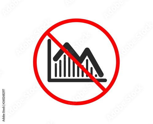 No or Stop. Financial chart icon. Economic graph sign. Stock exchange symbol. Business investment. Prohibited ban stop symbol. No investment graph icon. Vector