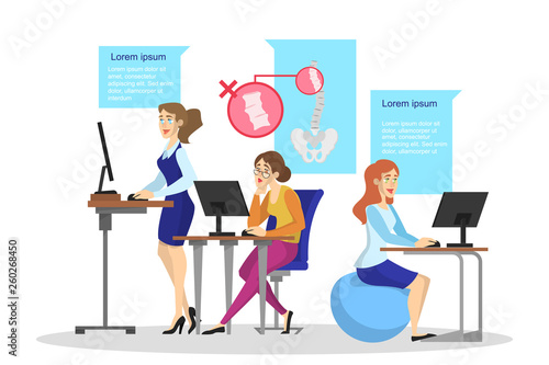 Ergonomics of workplace concept. Body posture for back