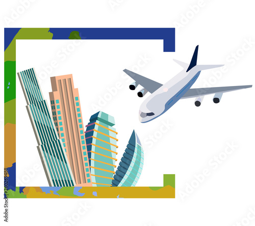 The icon consists of skyscrapers, other buildings and other auxiliary elements.