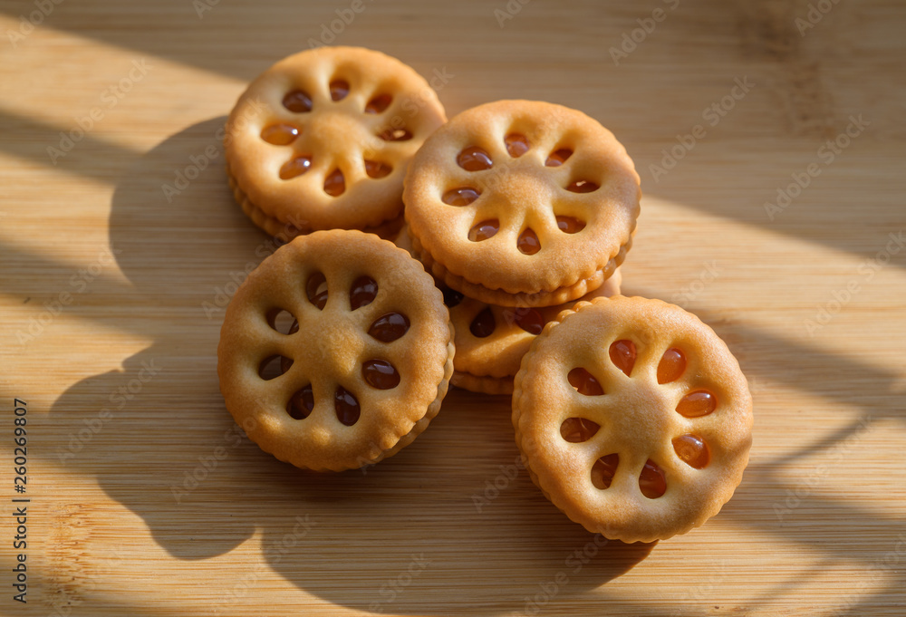 Cookies on wooden table. Natural light. Selective focus. Cookies on wooden table. Natural light. Selective focus.