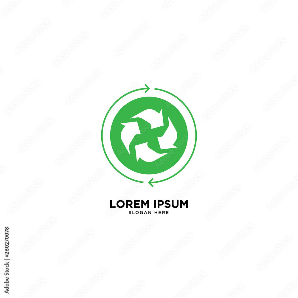 recycle trash green leaf simple line logo template vector illustration icon element isolated - Vector