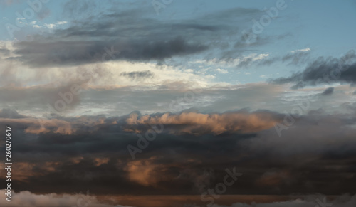 Sunset sky with clouds. Nature background.