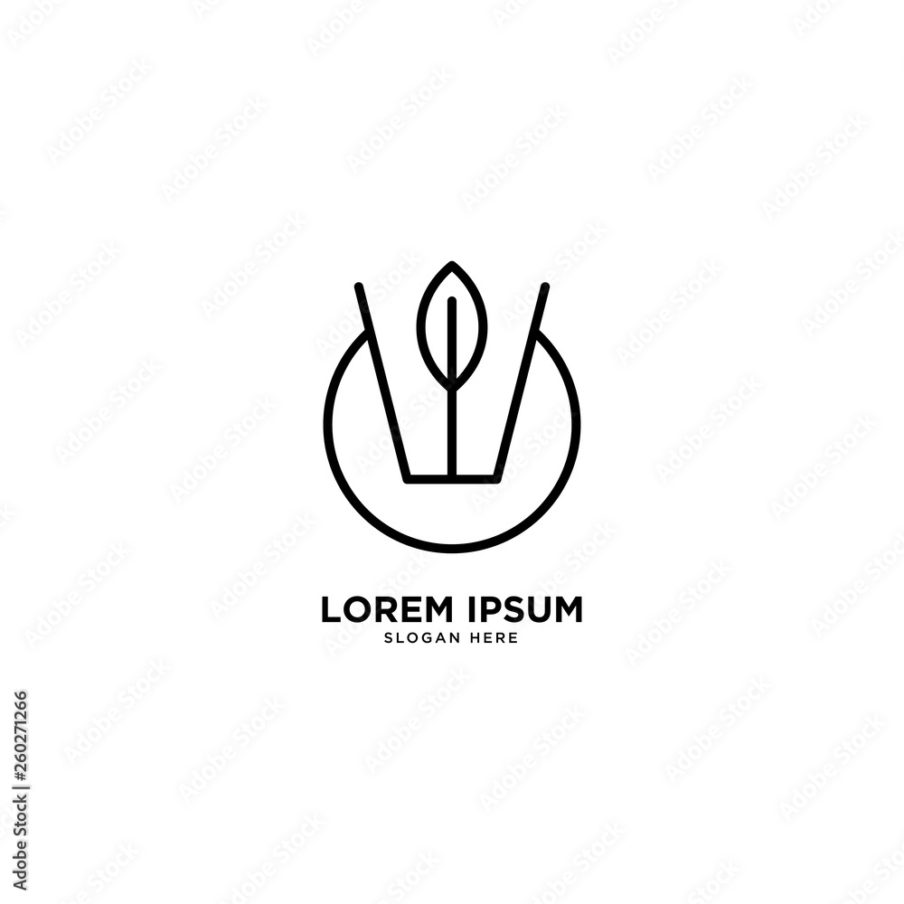 recycle trash green leaf simple line logo template vector illustration icon element isolated - Vector recycle trash green leaf simple line logo template vector illustration icon element isolated - Vector