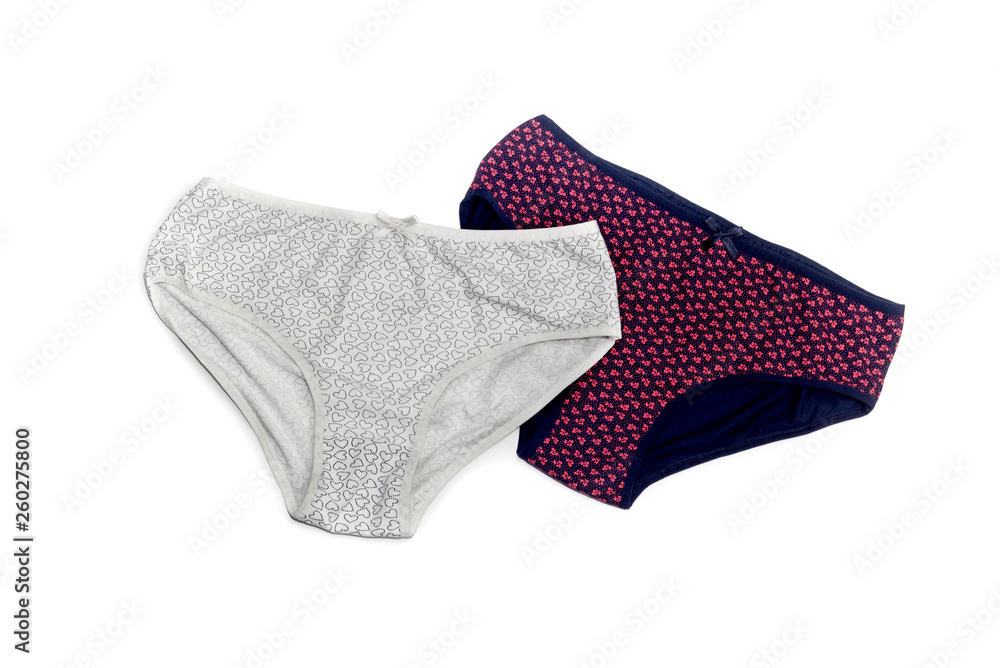 Female panties with pattern on a white background Female panties with pattern on a white background