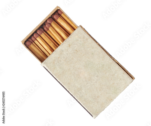 Old matchbox isolated on white background photo