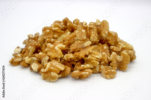 Walnut Kernels (Other Names: Juglans Regia, Persian Walnut, English Walnut, Circassian Walnut). Isolated Image On A White Background