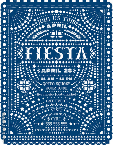 Fiesta celebration announce poster design with paper cut.