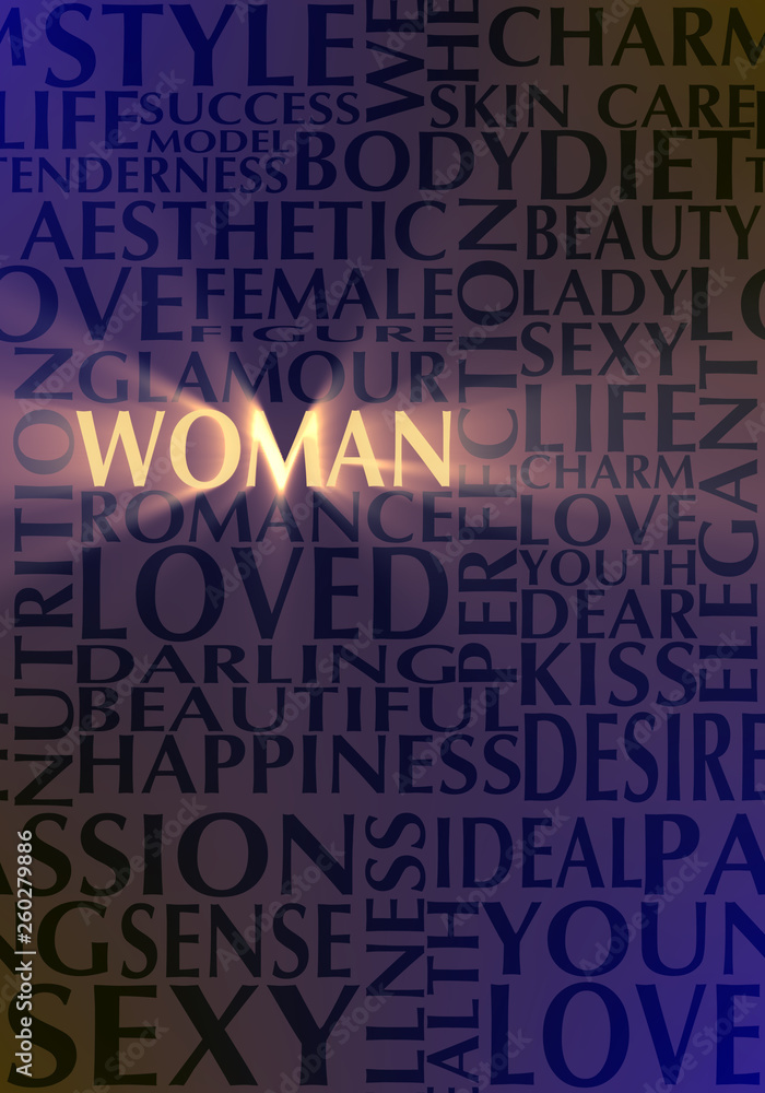 Woman and love relative words. Keywords cloud. Seamless backdrop Woman and love relative words. Keywords cloud. Seamless backdrop