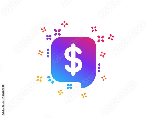 Payment received icon. Dollar sign. Finance symbol. Dynamic shapes. Gradient design payment message icon. Classic style. Vector
