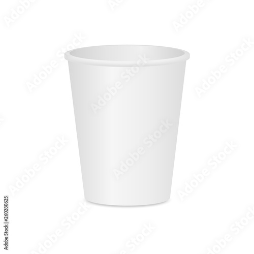 White cardboard disposable cup. A cup for coffee or tea. Layout cups.