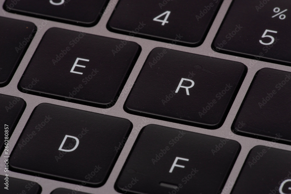 Close up of keyboard of a modern laptop.