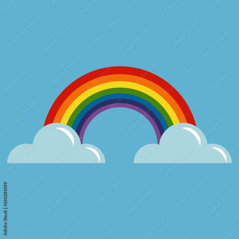 Rainbow with clouds vector illustration Rainbow with clouds vector illustration