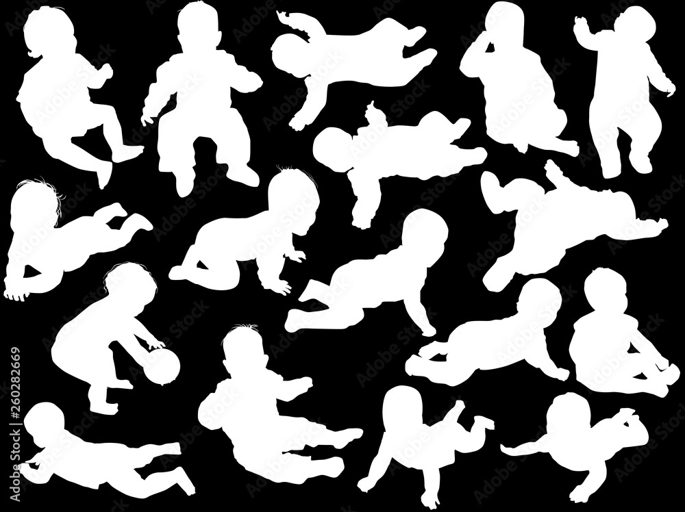 seventeen children collection isolated on black