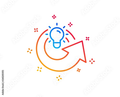 Share idea line icon. Light bulb or Lamp sign. Creativity, Solution or Thinking symbol. Gradient design elements. Linear share idea icon. Random shapes. Vector