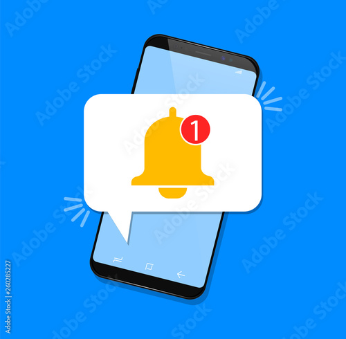 New notification. Notification bell icon. Notification in phone.