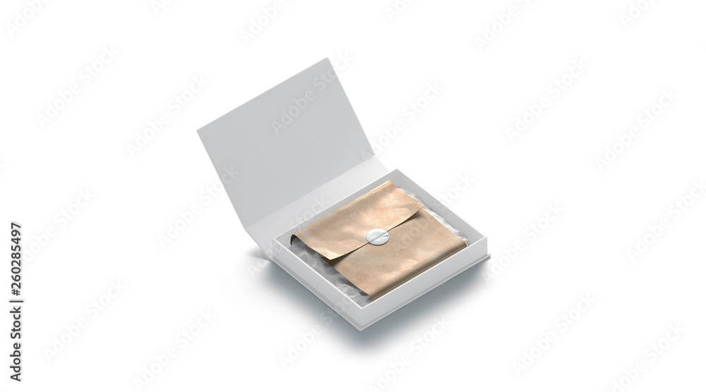 Blank white box with gift mockup with sticker isolated, 3d rendering. Empty packaging for apparel mock up, side view. Clear wrapping packet for birthday celebration template. Blank white box with gift mockup with sticker isolated, 3d rendering. Empty packaging for apparel mock up, side view. Clear wrapping packet for birthday celebration template.