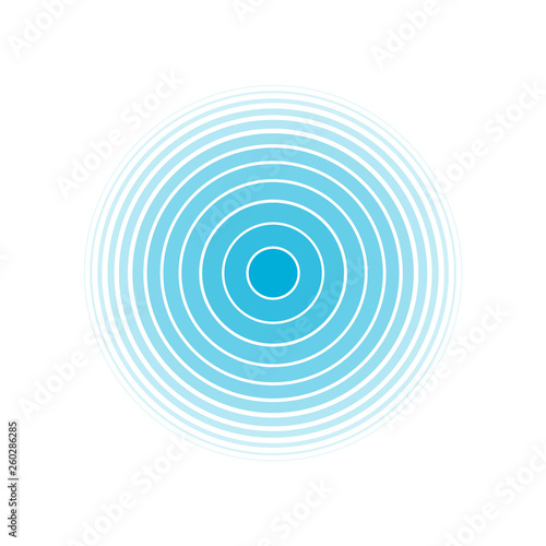 Radar screen concentric circle. Circle. Sound wave. Blue ring. Radio station signal.