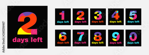 number of days left to go, badges or sticker design, flat vector design