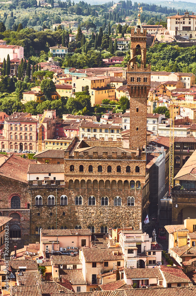 florence view with palazzo vecchio the old palace tuscany italy