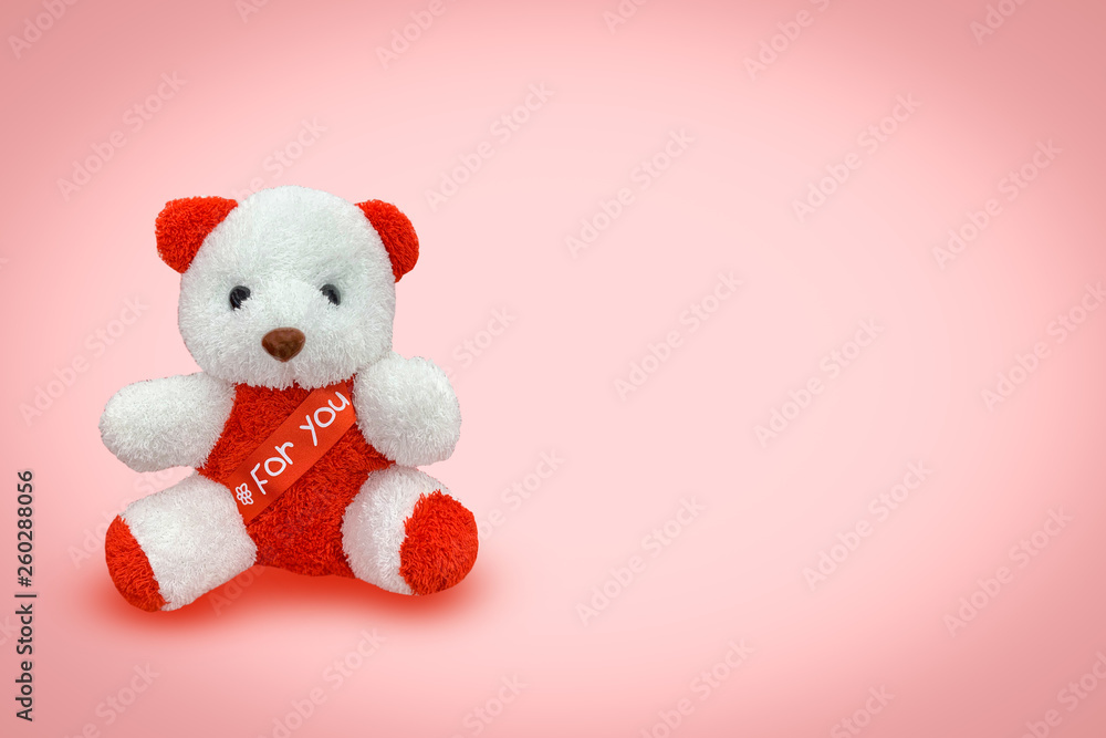 Bear doll sitting with pink background, Bear doll sitting with pink background,
